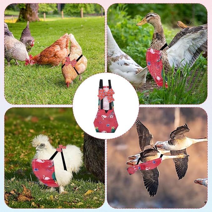 CREATCABIN Adjustable Chicken Diapers Washable Duck Diapers Red Polyester Waterproof Pet Ducking Nappy Poultry Clothes Supplies with Bow Tie for Indoor Chickens Goose Hens Accessories 9.45 x 4.33 Inch