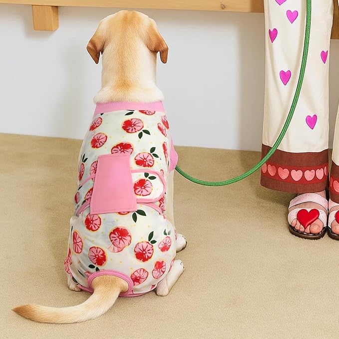 Recovery Suit for Dogs Cats After Surgery, E-Collar & Cone Alternative Surgical Suit, Prevent Licking Dog Onesies Pet Surgery Recovery Suit Soft Dog Bodysuit, Pink, M