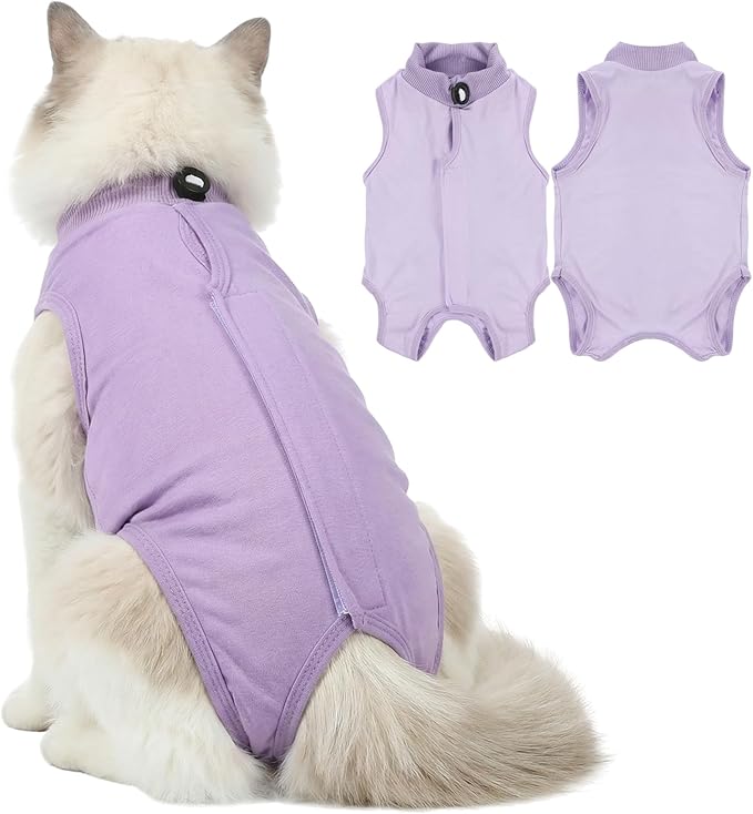Cat Recovery Suit - Soft and Breathable Cat Onesie for Neuter Surgical, Abdominal Wounds or Skin Diseases, Cats Surgery Suit Cone of Shame Alternative Anti Licking