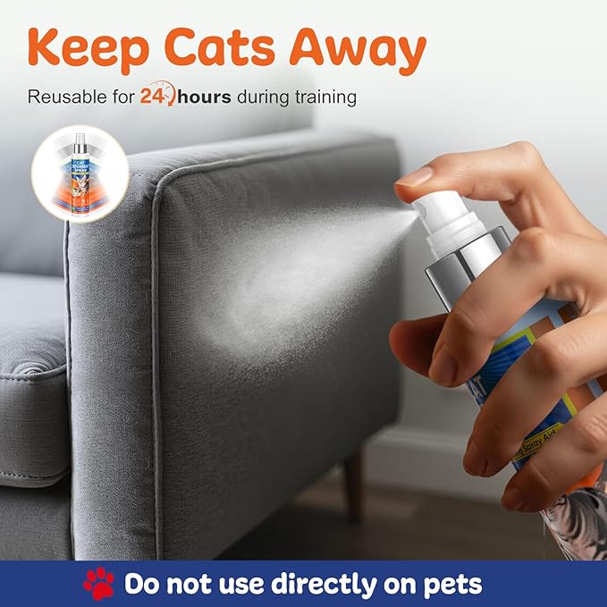 Cat Deterrent Spray - for Indoor and Outdoor, Cat Scratch Deterrent for Furniture Protection, Anti Marking Deterrent for Sofas & Carpet - with Natural Ingredients (5.07 Fl Oz)