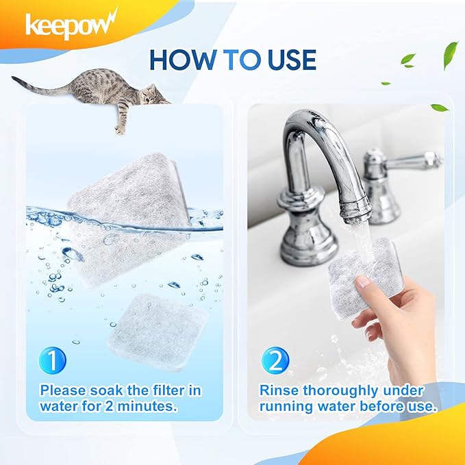 KEEPOW Dog & Cat Water Filter - 12 Pack Replacement for Petmate Replendish Fountain