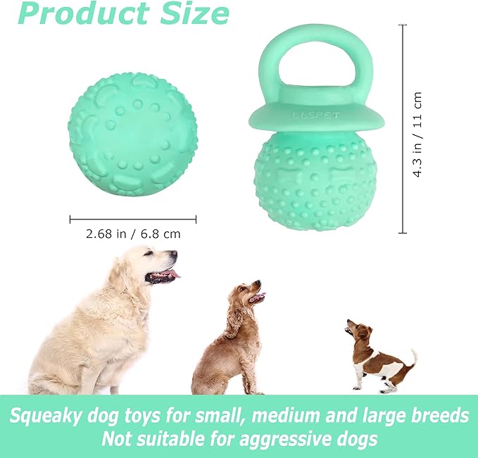 Pacifier Squeaky Dog Toys, Durable Natural Rubber Latex Dog Toy, Fetch and Tug Dog Toy, Dog Treat Toys for Boredom (Green)
