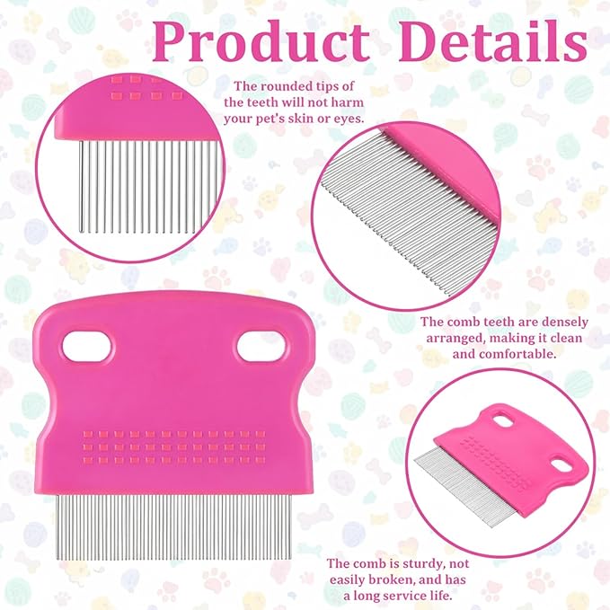 10 Pieces Dog Flea Comb, Flee Comb Cat Flea Combs Stainless Steel Teeth with Plastic Handle for Medium and Small Dogs Cats