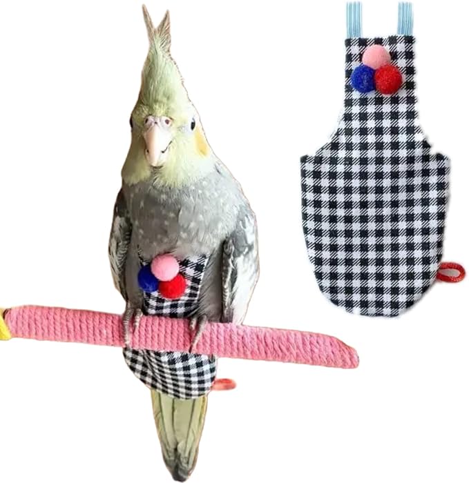 Bird Flight Suits Diapers, Parrot Flight Suits Diapers for Monk Parakeets, Cockatiels Flight Suits, Parrot Clothes, Bird Training Nappy Suit Liners Clothes (Black,Cockatiel)