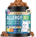 Cat Allergy Relief for Cats, 200 Cat Itchy Skin Allergy Relief Chews for Immune Support & Seasonal Allergies, Anti-Itch Relief for Cats Paws, Eyes, Ears, Stop Licking & Scratching, Chicken Flavor