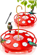 eWonLife Hummingbird Feeder for Outdoors Hanging, Humming Bird feeders, Easy to Clean and Fill, Leak Proof, 2 Pack Saucer Feeder for Birds, with Clean Brush and 8 Feeding Ports (16 OZ/Pack)