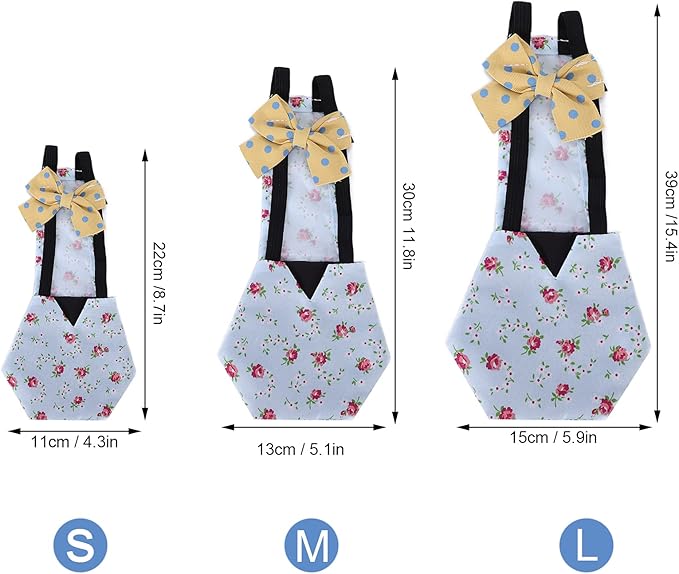 Pet Chicken Duck Diapers, Washable Reusable and Adjustable Nappy Poultry Cloth for Goose Duck Hen Chicken Health Supplies(L Blue Flower