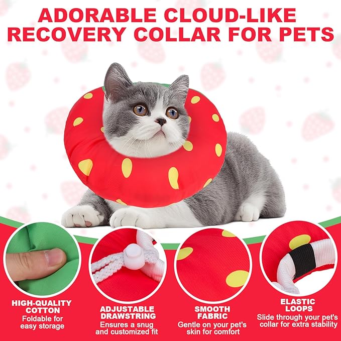 BINGPET Cat Cone Collars Soft,Cat Recovery E Collars After Surgery to Stop Licking,Waterproof Adjustable Elizabeth Neck Cones Cute Pet Donut Pillow for Cats Kitten Puppy Wound Healing After Surgery,S