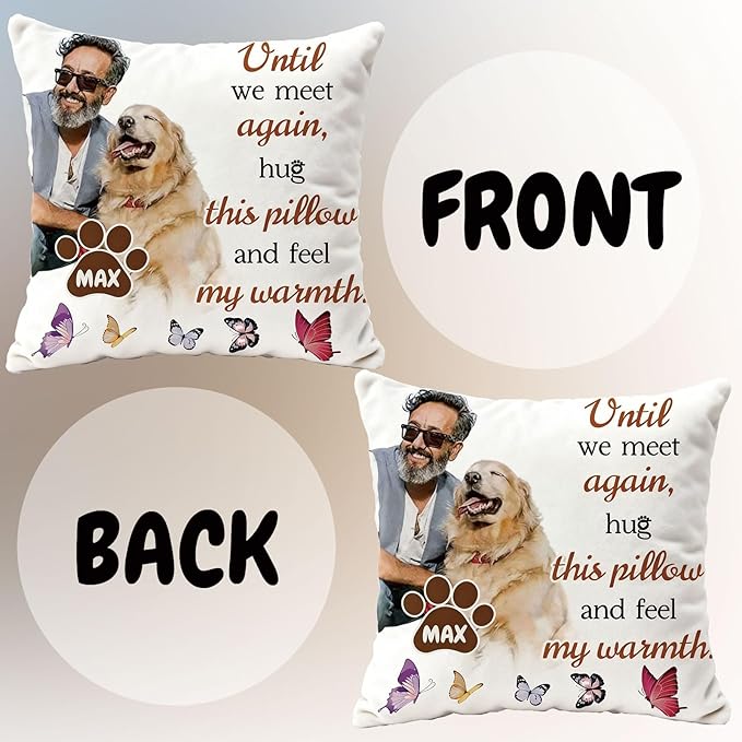 Dog Loss Sympathy Gift Pet Memorial Throw Pillow | Personalized Custom Pillow, a Warm & Comforting Gift for Remembering Beloved Dogs and Cats (B, 20＂×20＂)