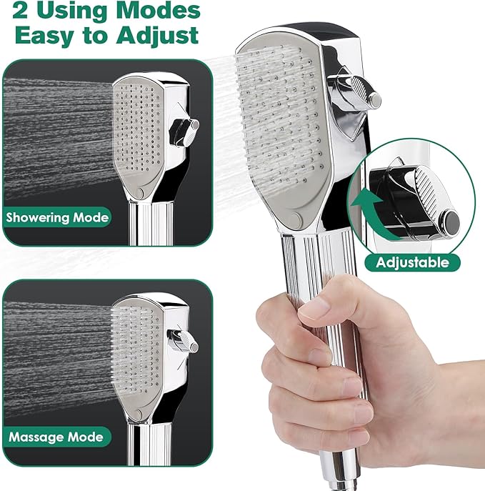 Dog Shower Attachment,Pet Washing Shower Sprayer with Stainless Steel Hose & Diverter Valve, 2 Mode Handheld Shower Head Brush, 3-in-1 Dog Shower Head for Bathing, Grooming, Massage - Indoor & Outdoor