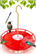 eWonLife Hummingbird Feeders for Outdoors, 16oz Leak-Proof Saucer Humming Bird Feeder with Integrated Ant Moat, Bee Proof 5 Feeding Ports, Brush, Easy Clean & Refill, Hanging Garden Yard Décor