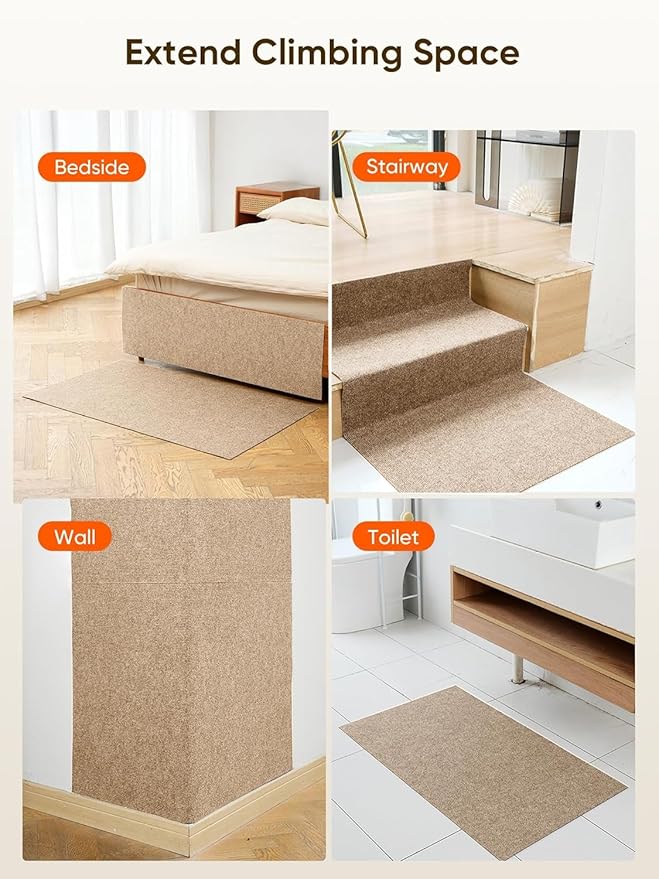 Cat Scratch Mat Furniture Protector, Eco-Friendly DIY Trimmable Self-Adhesive Cat Scratching Pad, Couch Wall Sofa Guard, Reusable Claw Scratching Protector 78.7"x15.8" (Beige)