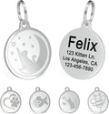 Ultra Joys Engraved Cat Name Tags Personalized - Stainless Steel Name Tag Pet Identification - Small Dog ID Tags Personalized for up to 4 Lines of Text - Pet ID Tags for Cat Collar - Stars