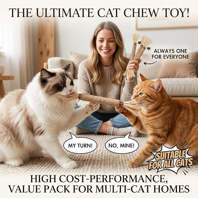 Cat Toys 3Pack Silvervine Chew Stick Kitten Treat Catnip Toy Kitty Natural Stuff Catnip for Cleaning Teeth Indoor Dental Snack Interactive