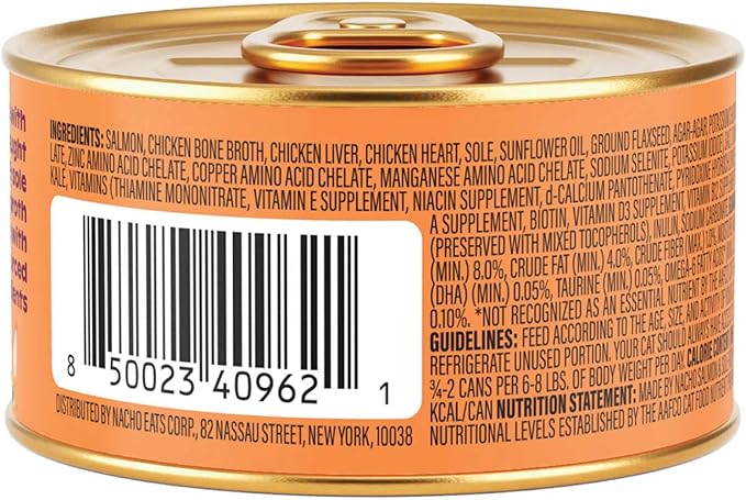 Made by Nacho Premium Wet Cat Food Grain-Free Pate Cans (Salmon & Sole - 6 Pack, 5.5 Ounce)