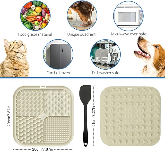 Lesipee Licking Mat for Dogs & Cats 2 Pack, Slow Feeder Lick Pat, Dishwasher Safe, Anxiety Relief Dog Toys Feeding Mat for Butter Yogurt Peanut, Pets Supplies Bathing Grooming Training Calming Mat