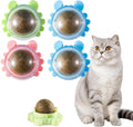 4 Packs Catnip Ball for Cats, Lickable Cat Toys Wall Mount with 360° Rolling & Spinning, Organic Cat Nip Chew Toys for Teeth Cleaning, Mint Magic Catnip Ball Toy for Indoor Cats