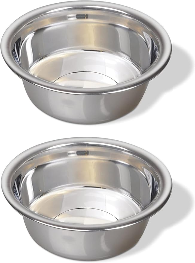 2 Pack Stainless Steel Dog Bowls 10 Cup (2.4 L) – Metal Pet Bowls for Food & Water, Durable Rust Resistant Feeding Dishes for Small Medium Large Dogs, Easy Clean Heavy Duty Puppy & Cat Bowls