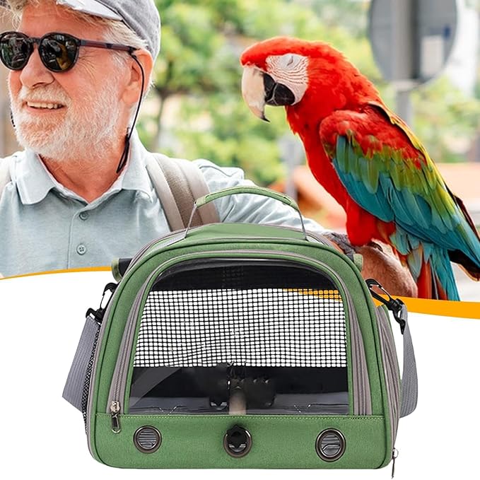 Bird Travel Carrier - Portable Parrot Travel Bag, Bird Carrier Bag, Zippered Multipurpose | Portable Sparrow Case with Shoulder Strap, Parrot Transport Cage for Walking, Sunbathing