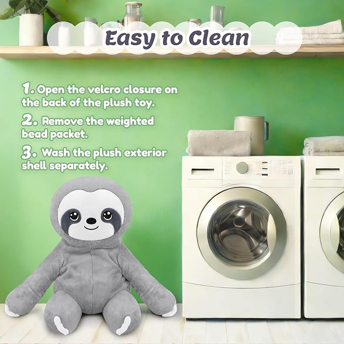BRICHOEE Weighted Stuffed Animals, 5 lbs Sloth Plush Sensory Weighted Sloth Stuffed Animals, Cute Plush Toy Caliming Plushie Pillow Birthday Gifts for Adults Baby Kids Boys Girls