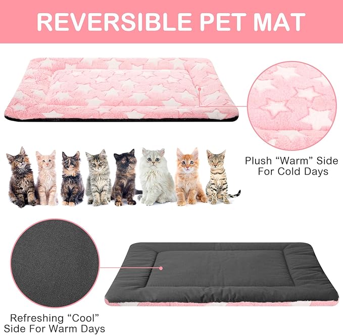 VitalCozy 4 Pcs Winter Dog Crate Pads, Ultra Soft Warm Washable Dog Cat Bed Mat for Pet Crate Comfortable Replaceable Reversible Kennel Pad for Small, Medium, Large Dogs(18 x 14 x 1.6 Inch,Colorful)