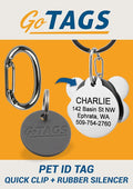 GoTags Pet ID Dog Tag Clip Connector and Rubber Tag Silencer, Great for Dog and Cat Identification, Silences Annoying Noise, Easy Exchange Between Pet Collars (1 Pack)