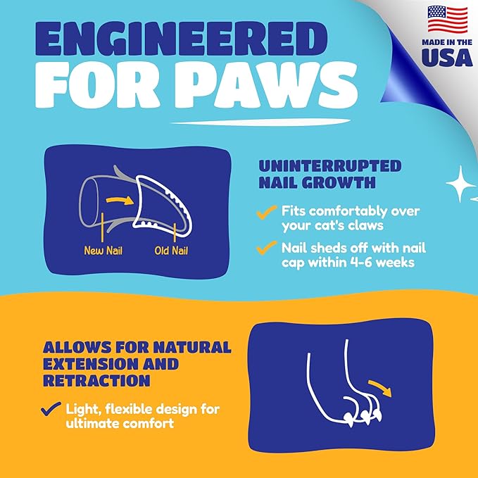 Soft Claws Cat Nail Caps for Medium Cats – (40 Caps, Black & Purple) - Made in USA - Veterinarian-Developed | Protects Furniture & Skin - Easy to Apply, Long-Lasting Anti-Scratch Soft Cat Claw Covers