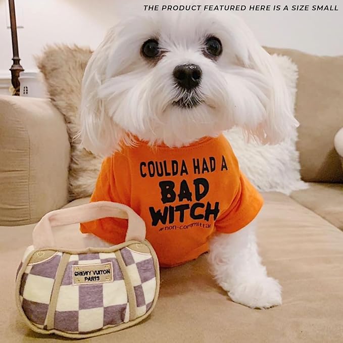 Haute Diggity Dog Checker Chewy Vuiton Handbag, Plush Designer Dog Toys with Interactive Squeaker, Stimulating Pet Enrichment, Machine-Washable & Safe Materials for All Breeds, Size Small