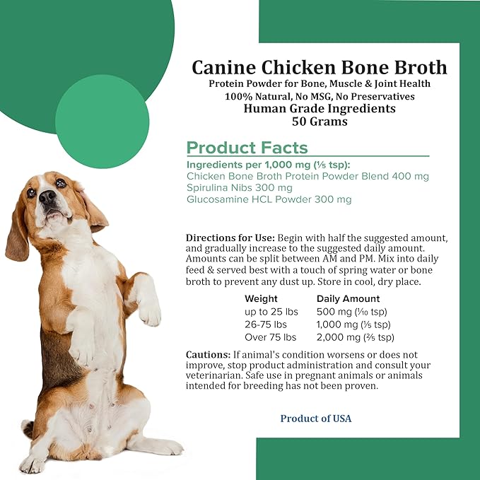Holistic Bin Canine Chicken Blend Protein Powder Dog Food Toppers | Daily Supplement Powder with Bone Broth, Collagen & Essential Amino | Mobility, Recovery & Overall Wellness | Chicken (50g)