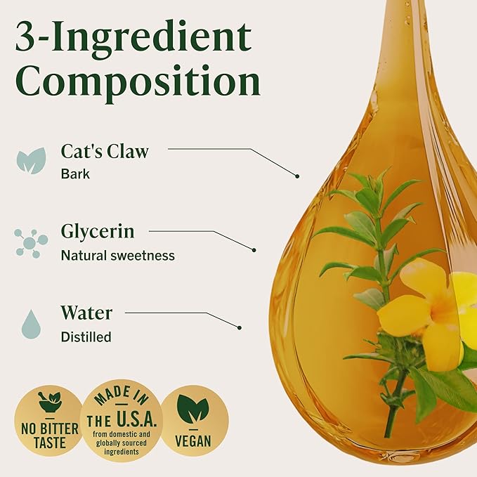 HERBAMAMA Cat's Claw Tincture - Vegan Immune Support with Cat's Claw Extract Supplement - Non-GMO, Alcohol & Sugar-Free Uncaria Tomentosa Extract Drops - 84-Day Supply