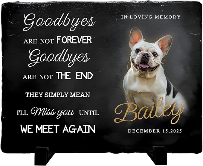 Personalized Pet Memorial Stone, Custom Dog Memorial Gifts for Loss of Dog with Photo Name Date, Dog Remembrance Gift, Loss of Dog Sympathy Gift for Dog Cat Lovers (Quote 6)