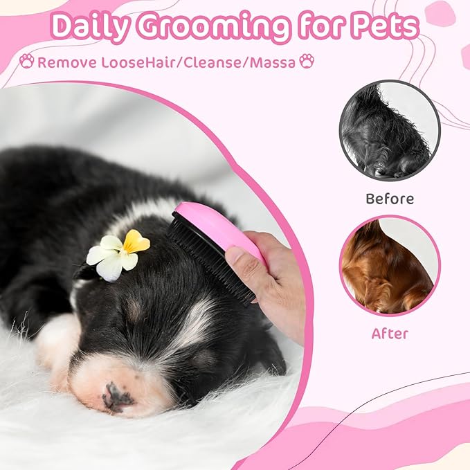 Small Dogs Brush Puppy Hair Brush Soft Pet Massaging Grooming Brushes Gentle Hair Remover for Teddy Yorkies Maltese Shih Tzu Chihuahua Maltipoos Small Breeds Cat Animals Wet or Dry Fur (pink)