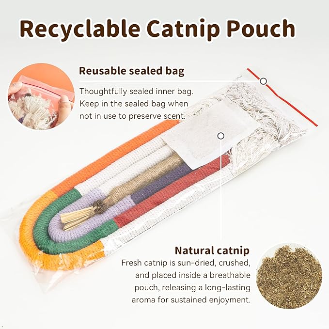 Cat Toys for Indoor Cats Chew Ropes 3Pcs, Silvervine Stick 1Pcs with Gall Fruit, Interactive Catnip Toy for Kittens Dental Care Teeth Cleaning