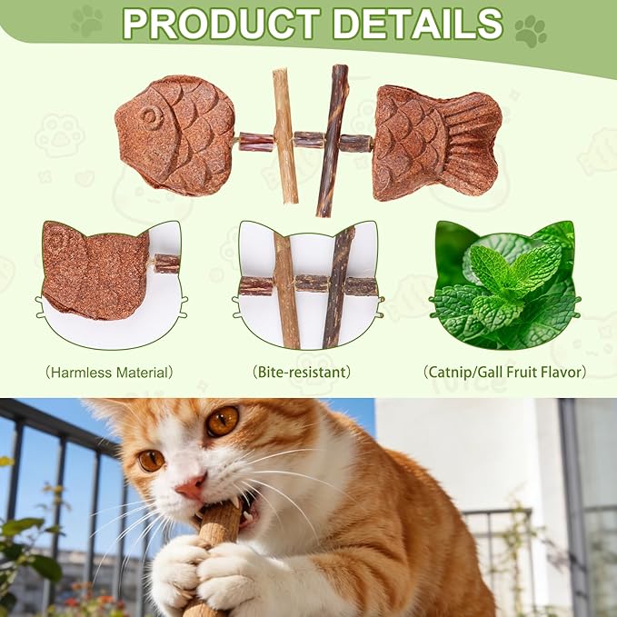 3PCS Creative Fish Bone Cat Toy,Purrident - Fix Your Cat’s Dental Health,Fishbone Shape Cat Teething,Wooden Catnip Teeth Cleaning Stick,Natural Fishbone Cat Dental Toy,Durable Feline Tooth Care Tool