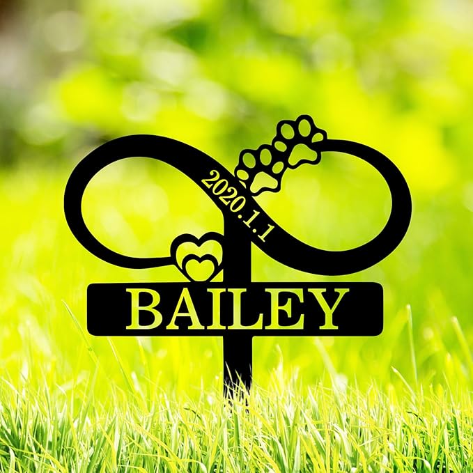 Custom Cat Name Memorial Grave Stake, Personalized Cat Memorial Grave Marker with Heart and Paws Metal Engraved Sign, Cat Memorial Stake Metal Sign Headstone Pet Plaque Burial Stake