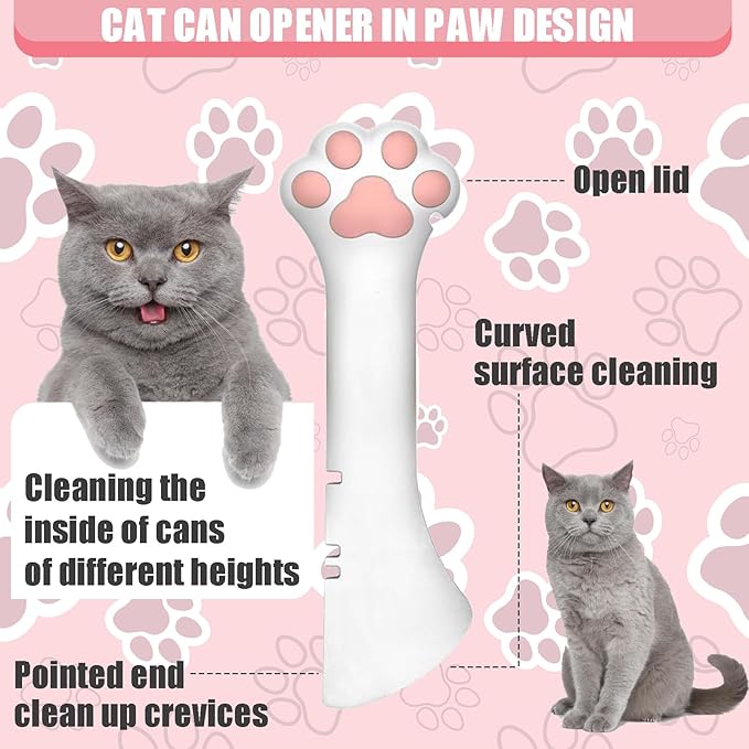 5 Pcs Pet Food Can Supplies Set - Dog and Cat Food Lid, Can Opener, Spoons for Wet Food (Pink)