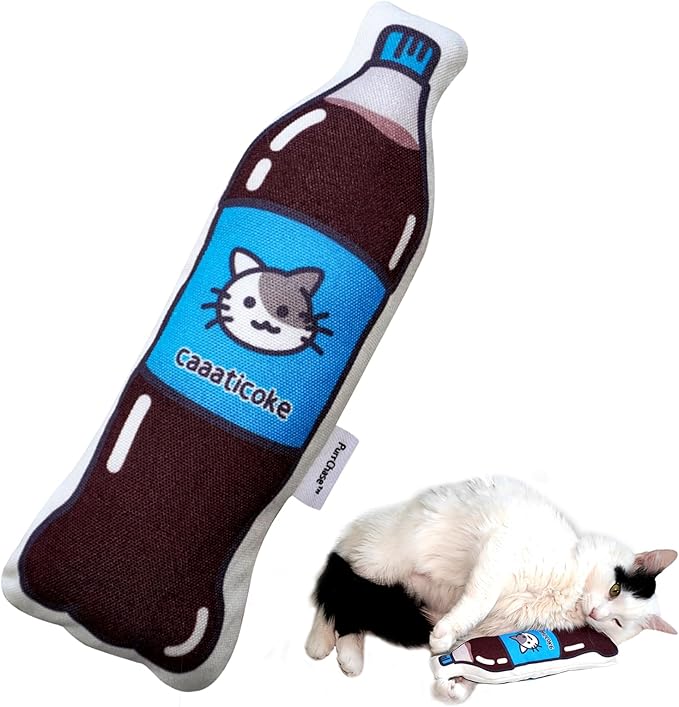 Large Size Premium Catnip Toy - 100% Original - Durable and Easy Clean - Crinkly & Squishy - Cat Gift - Cola Coke Size of Cats - Self Play for High Energy Indoor Cats