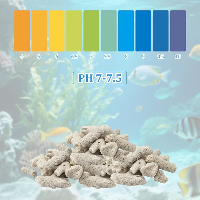 1.1lb/500g Net-bagged Crushed Coral Aquarium Filter Media, Fish Tank Coral Filter for Improving Water Quality, Reusable Crushed Coral Filter, for Cloudy Water Conditions & Frequent Fish Illnesses