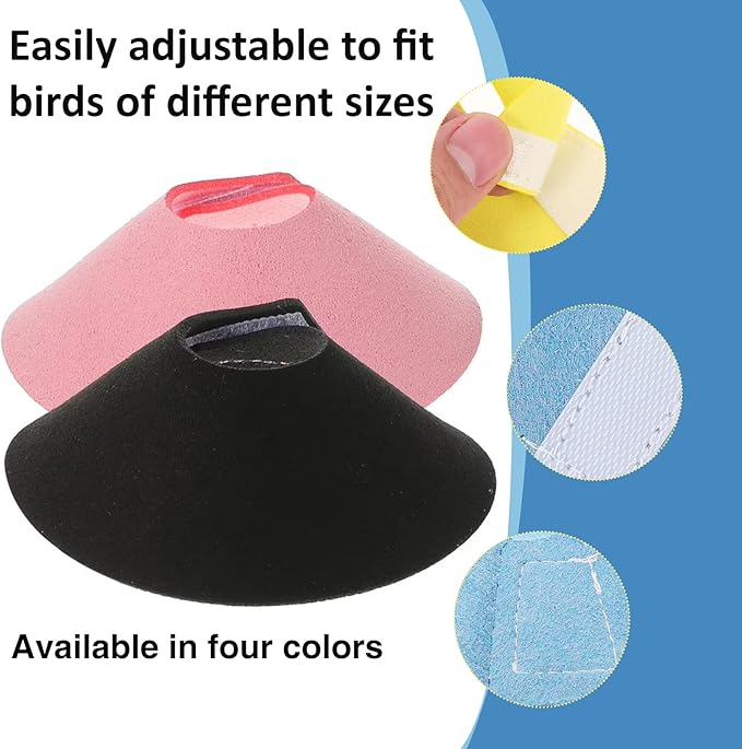 4Pack Bird Cone Collar, Anti-Grab Feather Plucking Wound Healing Safety Elizabethan Collar, Protective Recovery Cones for Budgerigar Cockatiel Lovebirds Cockatoo Parrots (M)