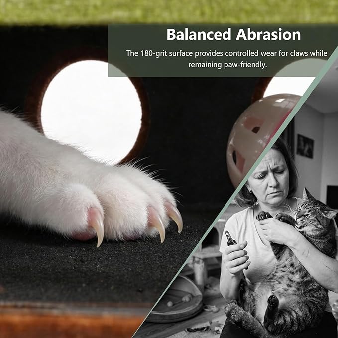 Felt Cat Nail File Enrichment Box, Soft Scratch Puzzle with Sandpaper Surface, Stress Free Nail Care Alternative, Interactive Maze Scratcher with Bell Ball for Indoor Cats