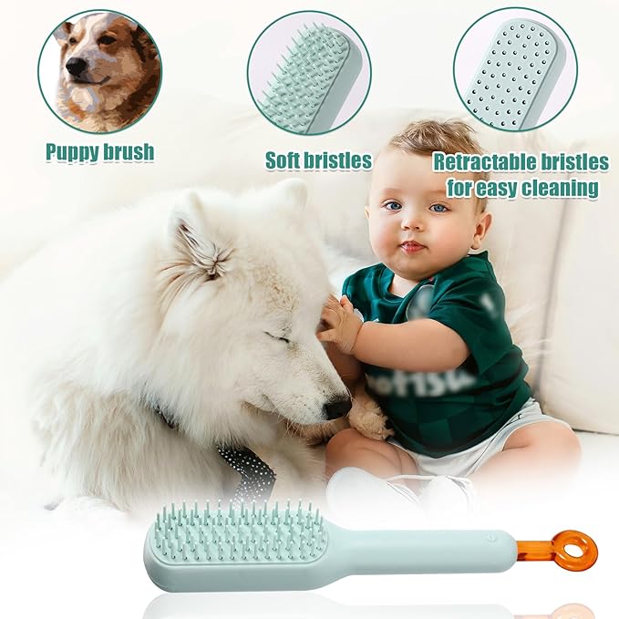 Stretchable Puppy Brush, Small Soft Dog Brush Yorkie Massaging Hair Comb Puppy Hair Grooming Tool for Shin Tzu Maltipoo Kitty Small Rabbit (Blue)
