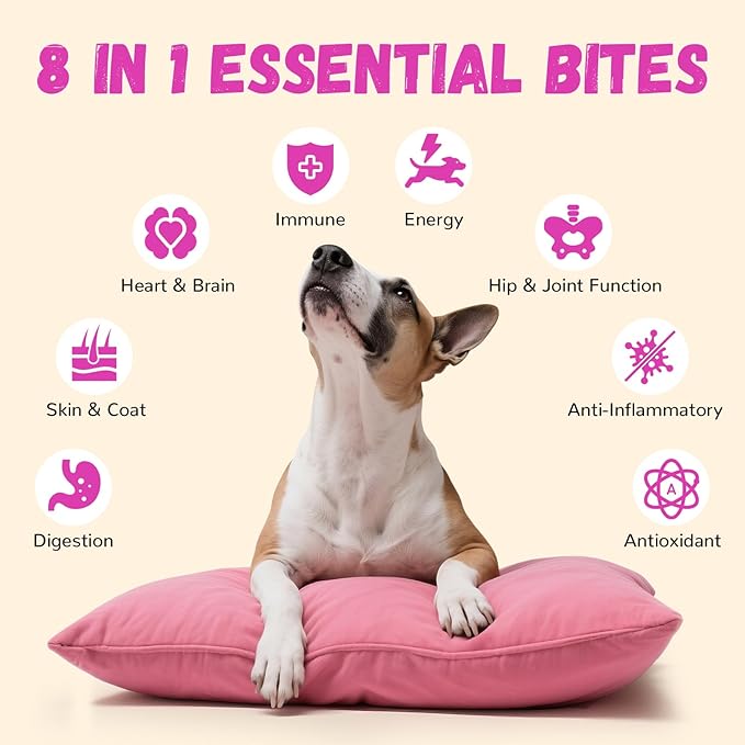 Furrolika 60 Count Multivitamin Soft Chews -Made in The USA- Dog Vitamins and Supplements with Glucosamine, Chondroitin, Digestive Enzymes, Probiotics - Hip & Joint, Immune System, Skin & Coat Support