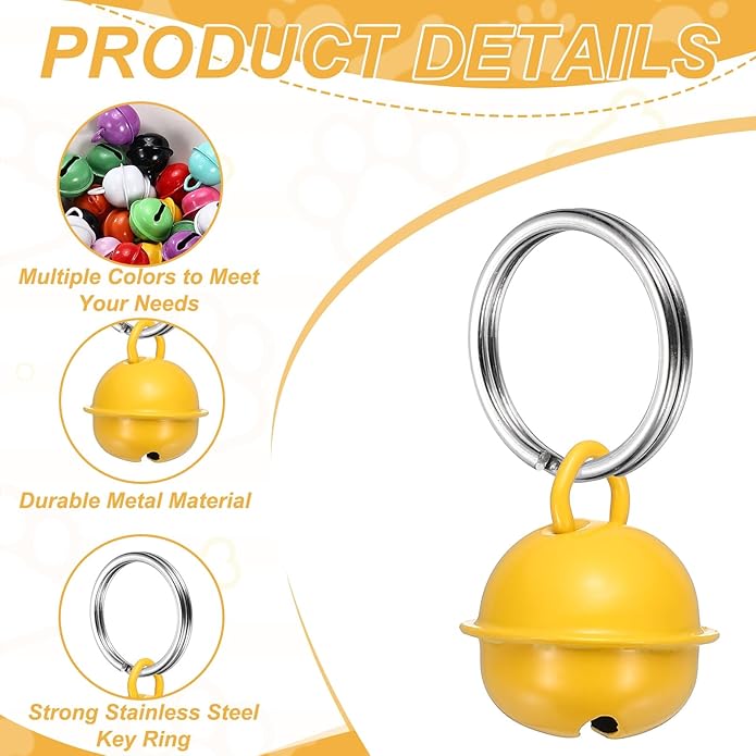 Cat Bells, Small Pet Copper Bells Collars Charm with Key Rings Loud Crisp Sound Anti-Lost Pendant Accessories