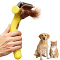 Undercoat Rake for Dogs & Cats, Deshedding Brush for Long haired Pets,Dog Brush for Shedding with Release Button,Best Cat Undercoat Brush&Deshedding Tool for Grooming (yellow)