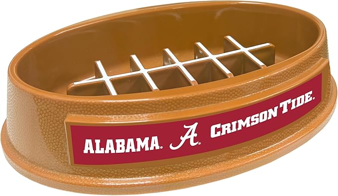 NCAA Super-Bowl Slow Feeder Dog Bowl. Football Design Slow Feeding Cat Bowl for Healthy Digestion. Non-Slip Pet Bowl for Large & Small Dogs & Cats (Alabama Crimson Tide)