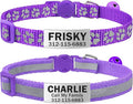 TagME 2 Pack Cat Collar with Name Tag, Personalized Reflective Cat Collar Breakaway with Bell for Boy & Girl Cats, Purple