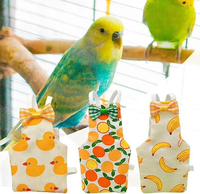 Parrot Diaper, Bird Diapers Clothes for Pigeons, 3-Piece Breathable Washable Animal Clothing for Parakeet, Budgerigar, Canary, Macaw, Housewarming