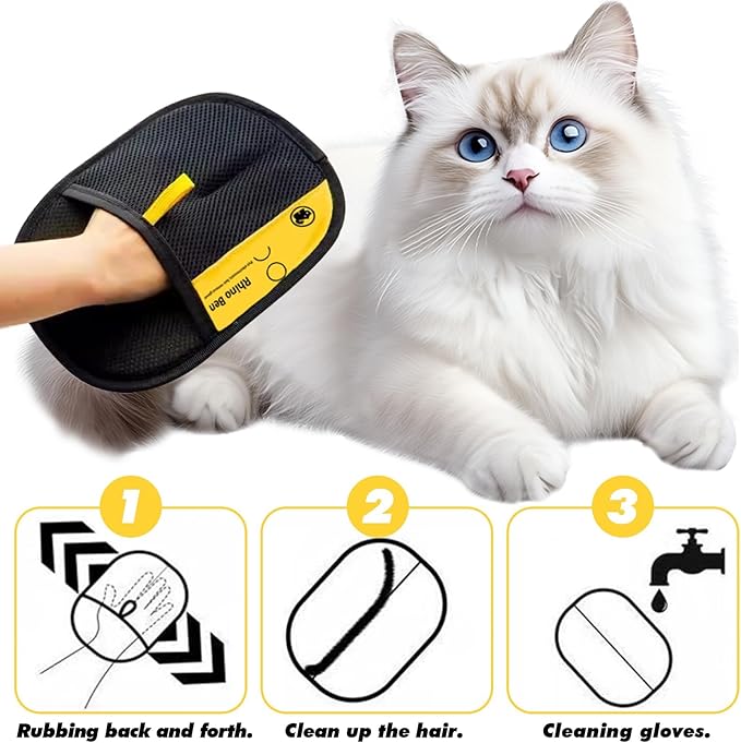 Electrostatic Pet Hair Removal Gloves | Effortless Deshedding for Dogs & Cats | Reusable & Machine Washable for Sofa, Car, Clothing & Beds (Black)