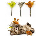 Silvervine Feather Cat Toys, 3 Pack Natural Matatabi Chew Toys for Indoor Cats, 8" Handmade Cat Toy for Chewing & Independent Play, Quiet Indoor Floor Play