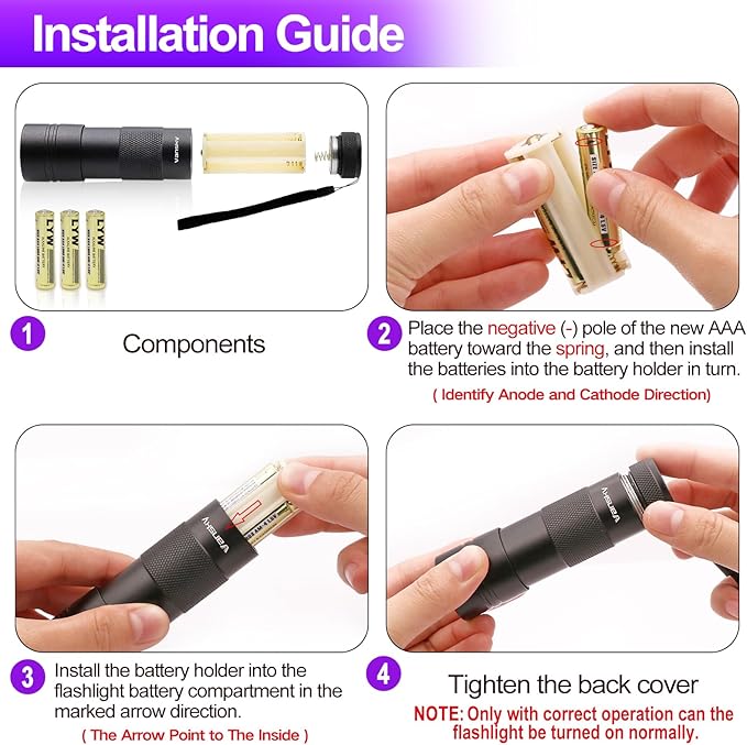 UV Light 395nm Blacklight Flashlight: Vansky 12 LED Black Light Mini Pet Urine Detection for Invisible Dog/Cat Dried Urine Stains on Carpet, Scorpion Finder, Resin Curing
